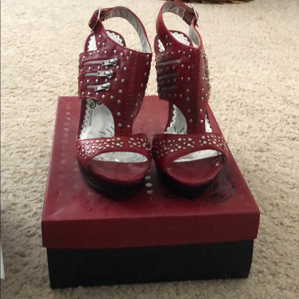Red studded Naughty monkey brand Heels